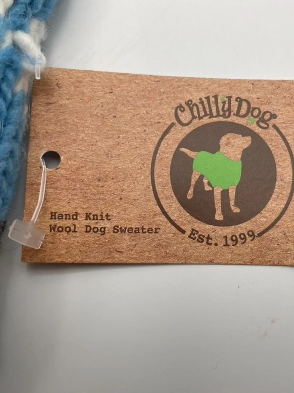 NWT Chilly Dog Light Blue Fair Isle Hand Knit Wool Dog Sweater